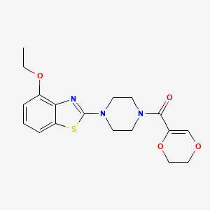 molecular formula C18H21N3O4S B2829823 (5,6-Dihydro-1,4-dioxin-2-yl)(4-(4-ethoxybenzo[d]thiazol-2-yl)piperazin-1-yl)methanone CAS No. 897478-86-3
