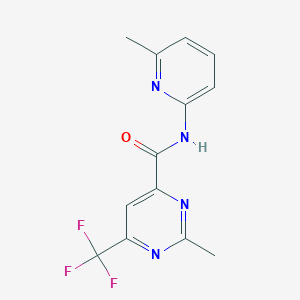molecular formula C13H11F3N4O B2829824 2-Methyl-N-(6-methylpyridin-2-yl)-6-(trifluoromethyl)pyrimidine-4-carboxamide CAS No. 2415564-28-0