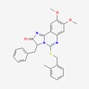 molecular formula C27H25N3O3S B2829830 3-benzyl-8,9-dimethoxy-5-[(2-methylbenzyl)sulfanyl]imidazo[1,2-c]quinazolin-2(3H)-one CAS No. 477768-54-0