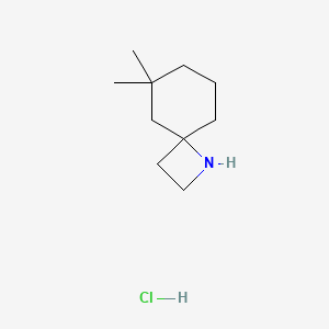 molecular formula C10H20ClN B2829842 6,6-Dimethyl-1-azaspiro[3.5]nonane;hydrochloride CAS No. 2377033-59-3