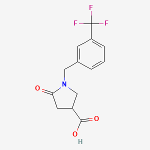 molecular formula C13H12F3NO3 B2829845 5-Oxo-1-{[3-(trifluoromethyl)phenyl]methyl}pyrrolidine-3-carboxylic acid CAS No. 1016499-07-2