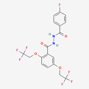 molecular formula C18H13F7N2O4 B2829849 N'-(4-fluorobenzoyl)-2,5-bis(2,2,2-trifluoroethoxy)benzohydrazide CAS No. 477872-39-2