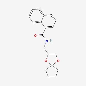 molecular formula C19H21NO3 B2829851 N-(1,4-dioxaspiro[4.4]nonan-2-ylmethyl)-1-naphthamide CAS No. 923234-21-3
