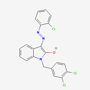 molecular formula C21H14Cl3N3O B2829852 1-(3,4-dichlorobenzyl)-1H-indole-2,3-dione 3-[N-(2-chlorophenyl)hydrazone] CAS No. 303985-21-9