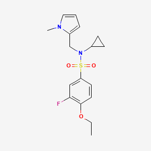 molecular formula C17H21FN2O3S B2829858 N-cyclopropyl-4-ethoxy-3-fluoro-N-((1-methyl-1H-pyrrol-2-yl)methyl)benzenesulfonamide CAS No. 1286724-09-1