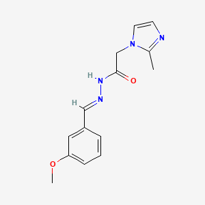 molecular formula C14H16N4O2 B2829863 (E)-N'-(3-甲氧基苄亚甲基)-2-(2-甲基-1H-咪唑-1-基)乙酰羟肼 CAS No. 799821-02-6