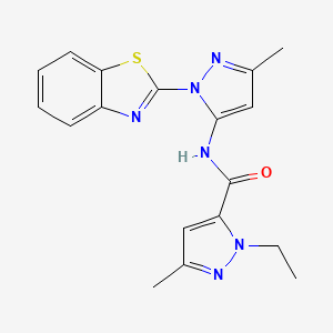 molecular formula C18H18N6OS B2829868 N-(1-(benzo[d]thiazol-2-yl)-3-methyl-1H-pyrazol-5-yl)-1-ethyl-3-methyl-1H-pyrazole-5-carboxamide CAS No. 1172335-73-7