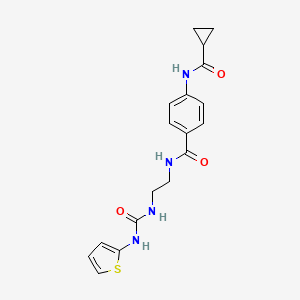 molecular formula C18H20N4O3S B2829877 4-(环丙基甲酰胺基)-N-(2-(3-(噻吩-2-基)脲基)乙基)苯甲酰胺 CAS No. 1172319-85-5