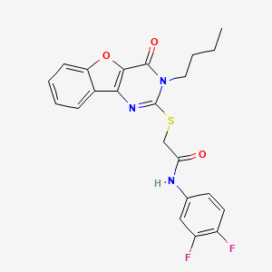 molecular formula C22H19F2N3O3S B2829880 2-[(3-butyl-4-oxo-3,4-dihydro[1]benzofuro[3,2-d]pyrimidin-2-yl)sulfanyl]-N-(3,4-difluorophenyl)acetamide CAS No. 899941-14-1
