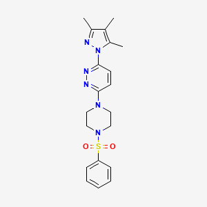 molecular formula C20H24N6O2S B2829882 3-(4-(苯基磺酰基)哌嗪-1-基)-6-(3,4,5-三甲基-1H-嘧啶-1-基)吡啶并[1,2,4]三唑 CAS No. 1013819-41-4
