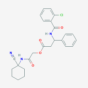 molecular formula C25H26ClN3O4 B2829889 [(1-Cyanocyclohexyl)carbamoyl]methyl 3-[(2-chlorophenyl)formamido]-3-phenylpropanoate CAS No. 949421-09-4