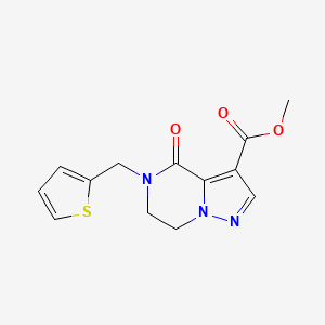molecular formula C13H13N3O3S B2829894 Methyl 4-oxo-5-(2-thienylmethyl)-4,5,6,7-tetrahydropyrazolo[1,5-a]pyrazine-3-carboxylate CAS No. 685106-59-6