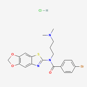 molecular formula C20H21BrClN3O3S B2829895 N-([1,3]dioxolo[4',5':4,5]benzo[1,2-d]thiazol-6-yl)-4-bromo-N-(3-(dimethylamino)propyl)benzamide hydrochloride CAS No. 1215628-64-0