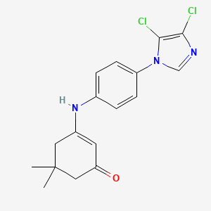 molecular formula C17H17Cl2N3O B2829903 3-[4-(4,5-二氯-1H-咪唑-1-基)苯胺基]-5,5-二甲基-2-环己烯-1-酮 CAS No. 946386-31-8