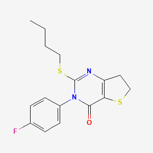 molecular formula C16H17FN2OS2 B2829908 2-Butylsulfanyl-3-(4-fluorophenyl)-6,7-dihydrothieno[3,2-d]pyrimidin-4-one CAS No. 687562-02-3