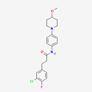 molecular formula C21H24ClFN2O2 B2829910 3-(3-chloro-4-fluorophenyl)-N-(4-(4-methoxypiperidin-1-yl)phenyl)propanamide CAS No. 1448050-25-6