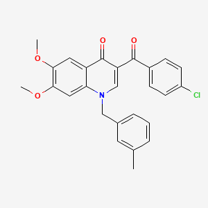 molecular formula C26H22ClNO4 B2829913 3-(4-Chlorobenzoyl)-6,7-dimethoxy-1-[(3-methylphenyl)methyl]quinolin-4-one CAS No. 866809-39-4
