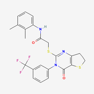 molecular formula C23H20F3N3O2S2 B2829915 N-(2,3-dimethylphenyl)-2-((4-oxo-3-(3-(trifluoromethyl)phenyl)-3,4,6,7-tetrahydrothieno[3,2-d]pyrimidin-2-yl)thio)acetamide CAS No. 877654-11-0