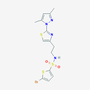 molecular formula C14H15BrN4O2S3 B2829917 5-bromo-N-(2-(2-(3,5-dimethyl-1H-pyrazol-1-yl)thiazol-4-yl)ethyl)thiophene-2-sulfonamide CAS No. 1421459-47-3