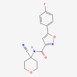 molecular formula C16H14FN3O3 B2829918 N-(4-Cyanooxan-4-YL)-5-(4-fluorophenyl)-1,2-oxazole-3-carboxamide CAS No. 1436363-95-9