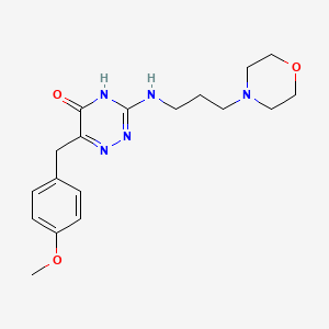 molecular formula C18H25N5O3 B2829925 6-(4-methoxybenzyl)-3-((3-morpholinopropyl)amino)-1,2,4-triazin-5(4H)-one CAS No. 881432-87-7