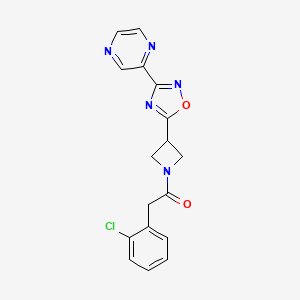 molecular formula C17H14ClN5O2 B2829926 2-(2-Chlorophenyl)-1-(3-(3-(pyrazin-2-yl)-1,2,4-oxadiazol-5-yl)azetidin-1-yl)ethanone CAS No. 1327232-82-5