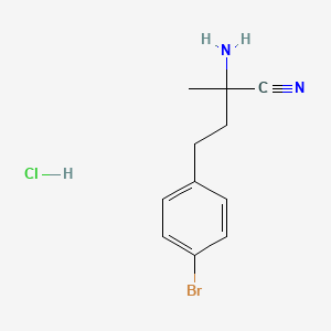 molecular formula C11H14BrClN2 B2829928 2-Amino-4-(4-bromophenyl)-2-methylbutanenitrile hydrochloride CAS No. 1794300-69-8
