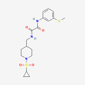 molecular formula C18H25N3O4S2 B2829939 N1-((1-(cyclopropylsulfonyl)piperidin-4-yl)methyl)-N2-(3-(methylthio)phenyl)oxalamide CAS No. 1235119-40-0