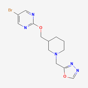 molecular formula C13H16BrN5O2 B2829940 2-[[3-[(5-Bromopyrimidin-2-yl)oxymethyl]piperidin-1-yl]methyl]-1,3,4-oxadiazole CAS No. 2379948-51-1
