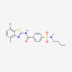 molecular formula C20H22ClN3O3S2 B2829945 4-[butyl(methyl)sulfamoyl]-N-(7-chloro-4-methyl-1,3-benzothiazol-2-yl)benzamide CAS No. 905687-15-2