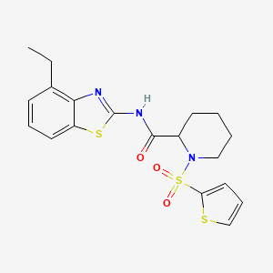 molecular formula C19H21N3O3S3 B2829946 N-(4-乙基苯并[d]噻唑-2-基)-1-(噻吩-2-基磺酰基)哌啶-2-甲酰胺 CAS No. 1098719-20-0