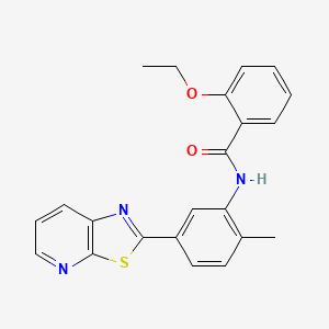 molecular formula C22H19N3O2S B2829949 2-ethoxy-N-(2-methyl-5-(thiazolo[5,4-b]pyridin-2-yl)phenyl)benzamide CAS No. 863594-00-7