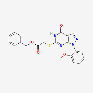 molecular formula C21H18N4O4S B2829957 苄基-2-((1-(2-甲氧基苯基)-4-氧代-4,5-二氢-1H-吡唑并[3,4-d]嘧啶-6-基)硫代)乙酸酯 CAS No. 921475-81-2