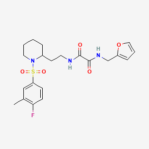 molecular formula C21H26FN3O5S B2829958 N1-(2-(1-((4-氟-3-甲基苯基)磺酰基哌啶-2-基)乙基)-N2-(呋喃-2-基甲基)草酰胺 CAS No. 898426-29-4
