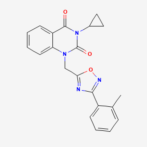 molecular formula C21H18N4O3 B2829963 3-cyclopropyl-1-((3-(o-tolyl)-1,2,4-oxadiazol-5-yl)methyl)quinazoline-2,4(1H,3H)-dione CAS No. 2320722-56-1