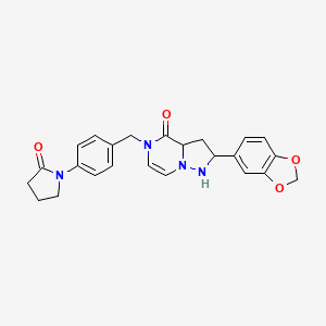molecular formula C24H20N4O4 B2829969 1-(4-{[2-(2H-1,3-benzodioxol-5-yl)-4-oxo-4H,5H-pyrazolo[1,5-a]pyrazin-5-yl]methyl}phenyl)pyrrolidin-2-one CAS No. 1326909-05-0