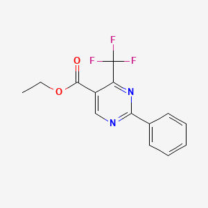 molecular formula C14H11F3N2O2 B2829973 乙酸乙酯-2-苯基-4-(三氟甲基)嘧啶-5-甲酸甲酯 CAS No. 149771-11-9