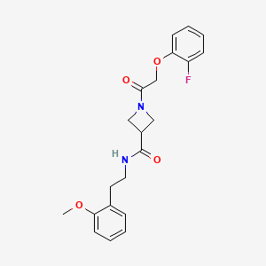 molecular formula C21H23FN2O4 B2829974 1-(2-(2-氟苯氧基)乙酰)-N-(2-甲氧基苄基)吖唑啉-3-甲酸甲酯 CAS No. 1351589-13-3