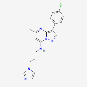 molecular formula C19H19ClN6 B2829976 3-(4-氯苯基)-N-[3-(1H-咪唑-1-基)丙基]-5-甲基吡唑并[1,5-a]嘧啶-7-胺 CAS No. 896808-01-8