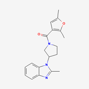 molecular formula C19H21N3O2 B2829979 (2,5-dimethylfuran-3-yl)(3-(2-methyl-1H-benzo[d]imidazol-1-yl)pyrrolidin-1-yl)methanone CAS No. 2034560-34-2