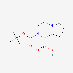 molecular formula C13H22N2O4 B2829980 2-[(2-Methylpropan-2-yl)oxycarbonyl]-3,4,6,7,8,8a-hexahydro-1H-pyrrolo[1,2-a]pyrazine-1-carboxylic acid CAS No. 2243503-41-3