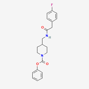 molecular formula C21H23FN2O3 B2829985 苯基4-((2-(4-氟苯基)乙酰胺基)甲基)哌啶-1-甲酸酯 CAS No. 1235648-37-9