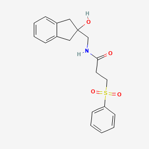 molecular formula C19H21NO4S B2829987 N-((2-羟基-2,3-二氢-1H-茚-2-基)甲基)-3-(苯基磺酰)丙酰胺 CAS No. 2034407-46-8