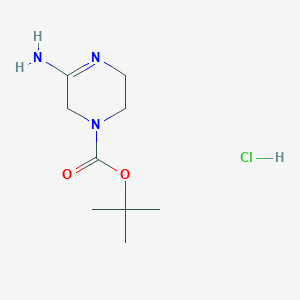 molecular formula C9H18ClN3O2 B2829993 Tert-butyl 5-amino-3,6-dihydropyrazine-1(2H)-carboxylate hcl CAS No. 179686-22-7