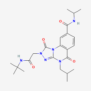 molecular formula C23H32N6O4 B2829997 2-(2-(tert-butylamino)-2-oxoethyl)-4-isobutyl-N-isopropyl-1,5-dioxo-1,2,4,5-tetrahydro-[1,2,4]triazolo[4,3-a]quinazoline-8-carboxamide CAS No. 1105219-49-5