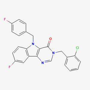 molecular formula C24H16ClF2N3O B2830009 3-(2-chlorobenzyl)-8-fluoro-5-(4-fluorobenzyl)-3H-pyrimido[5,4-b]indol-4(5H)-one CAS No. 1185045-66-2