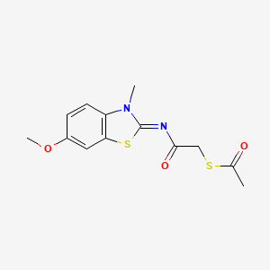 molecular formula C13H14N2O3S2 B2830012 (Z)-S-(2-((6-methoxy-3-methylbenzo[d]thiazol-2(3H)-ylidene)amino)-2-oxoethyl) ethanethioate CAS No. 851716-53-5