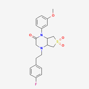 molecular formula C21H23FN2O4S B2830016 4-(4-氟苯乙基)-1-(3-甲氧基苯基)六氢噻吩并[3,4-b]吡嗪-2(1H)-酮-6,6-二氧化物 CAS No. 1049536-49-3