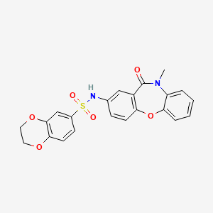 molecular formula C22H18N2O6S B2830021 N-(10-甲基-11-氧代-10,11-二氢二苯并[b,f][1,4]噁氮杂环-2-基)-2,3-二氢苯并[b][1,4]二噁杂环-6-磺酰胺 CAS No. 922136-19-4