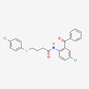 molecular formula C23H19Cl2NO2S B2830027 N-(2-benzoyl-4-chlorophenyl)-4-((4-chlorophenyl)thio)butanamide CAS No. 1170204-63-3